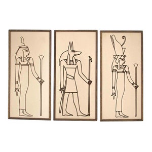 Set of 3 Egypt Wall Decor, Egyptian God Anubis, Ancient Egyptian Wall Art, Anubis Wall Decor, Ancient Wall Art, Gods of Egypt,Egypt Wall Art image 1