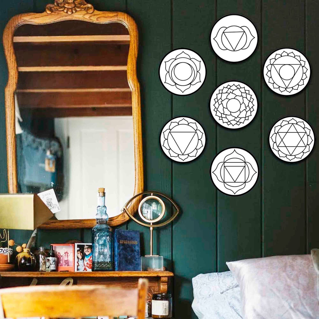 Seven 7 Chakras Wall Decor, Wooden Chakra Decor, Chakra Symbol, Chakra