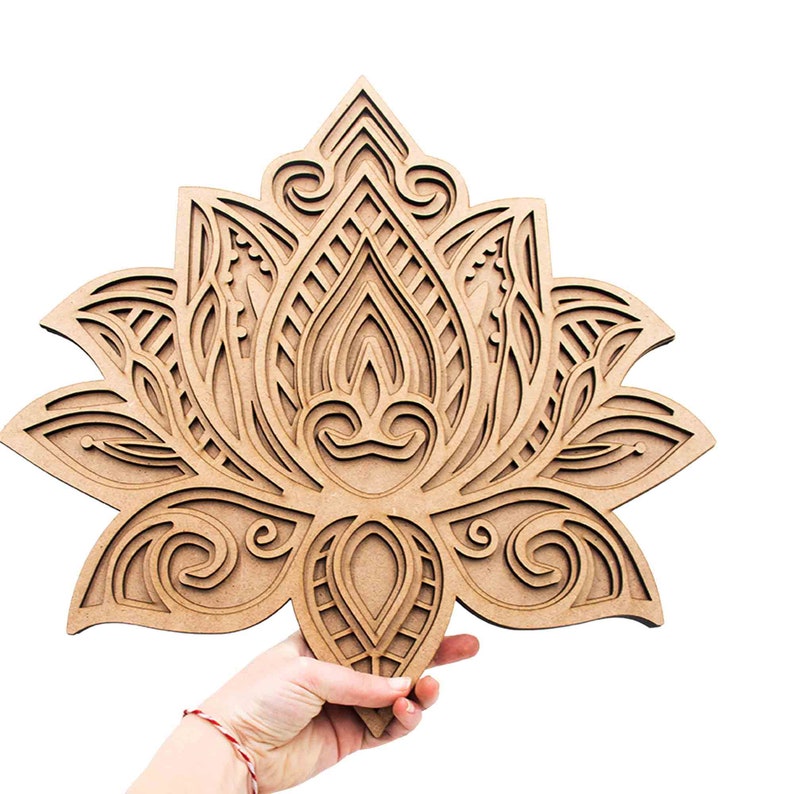 Lotus Wall Decor MDF Geometric Wooden Wall Art Lotus Wooden Etsy