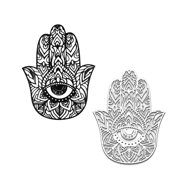 Hamsa Hand Wood Wall Decor Black and White Hamsa Hand Wood - Etsy