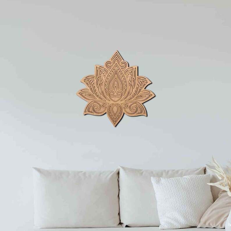 Lotus Wall Decor MDF Geometric Wooden Wall Art Lotus Wooden Etsy