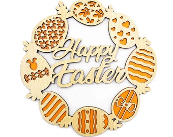 Happy Easter Door Hanger, Wood Door Hanger, Easter Front Door, Door Hanger, Wooden Easter Decor, Easter Decorations, Home Decor, Door Decor