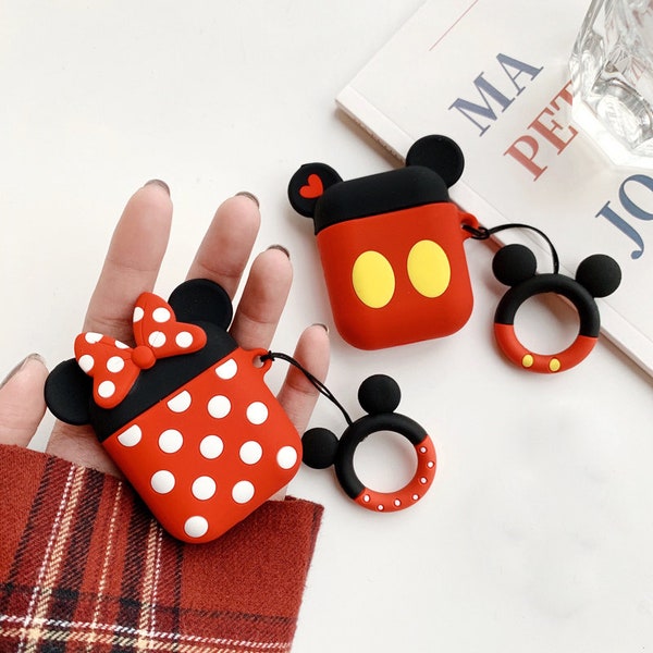 Airpods case for Apple Airpods 1/2, Pro and 3rd Gen,  Mickey Mouse & Minnie Mouse, Disney cute case with keychain