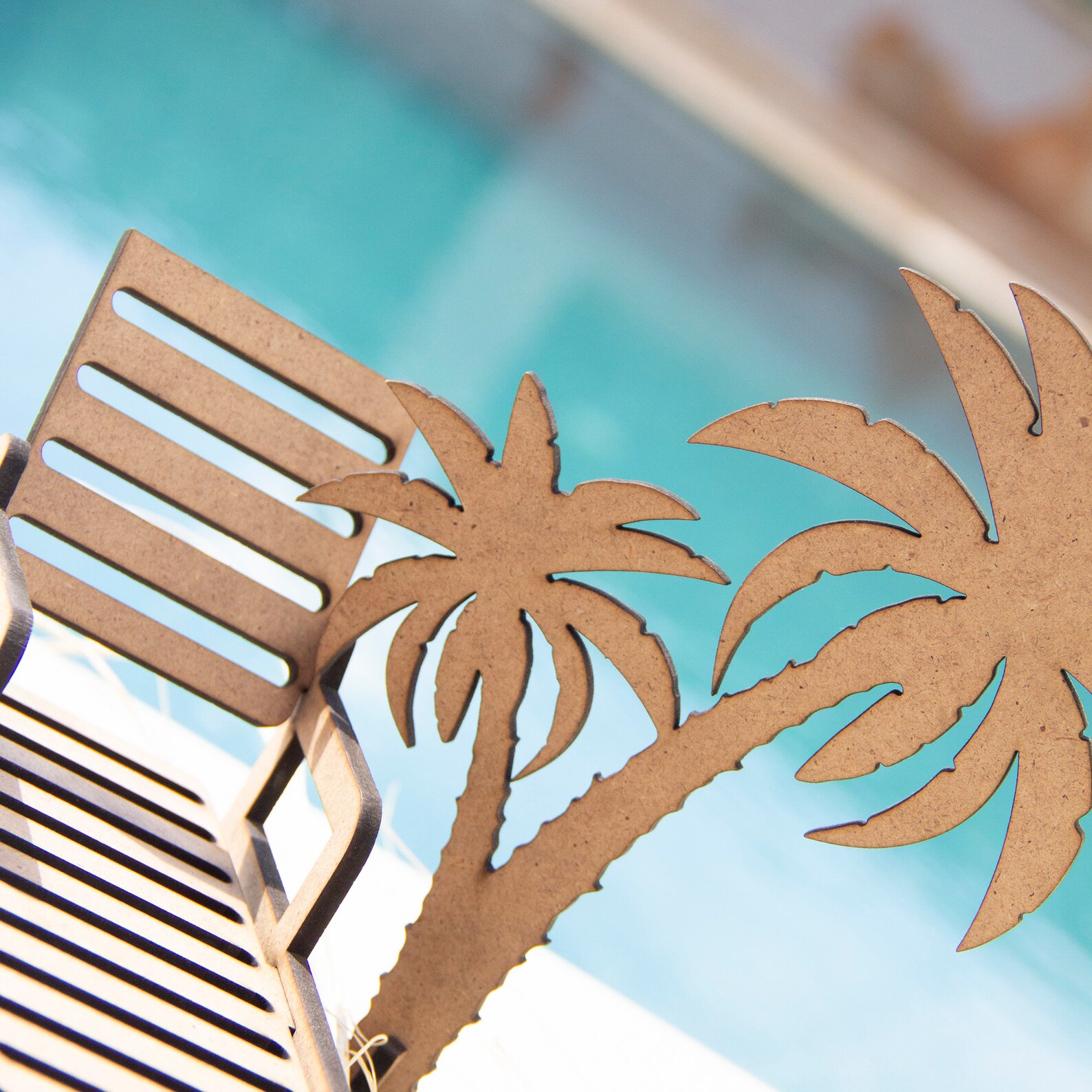 Palm Tree and Sunbed Mini Decor Wooden Palm Tree Table Decor Etsy