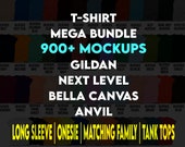 Mock Up Bundle. Over 900 Files Gildan Next Level Bella Canvas Anvil - Long Sleeves Onesies Matching Family Tank Tops