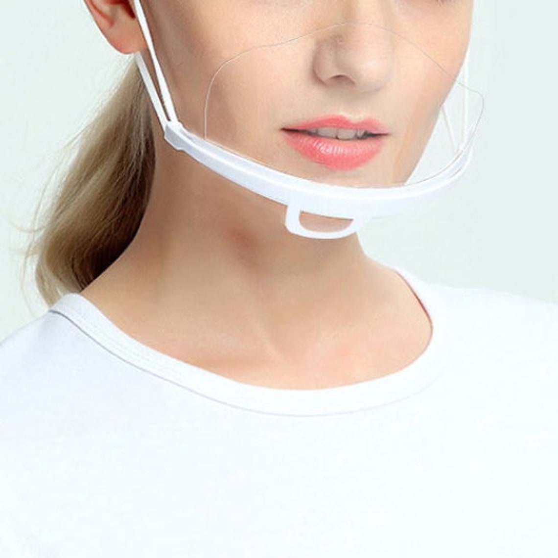 Smile Visible Clear Mouth Shield Mask Reusable Plastic Breathe Etsy