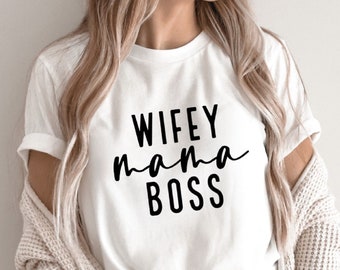 BOSS Motivational-Holic Tshirt women statement print vinyl \u2022 WIFE \u2022 MOM