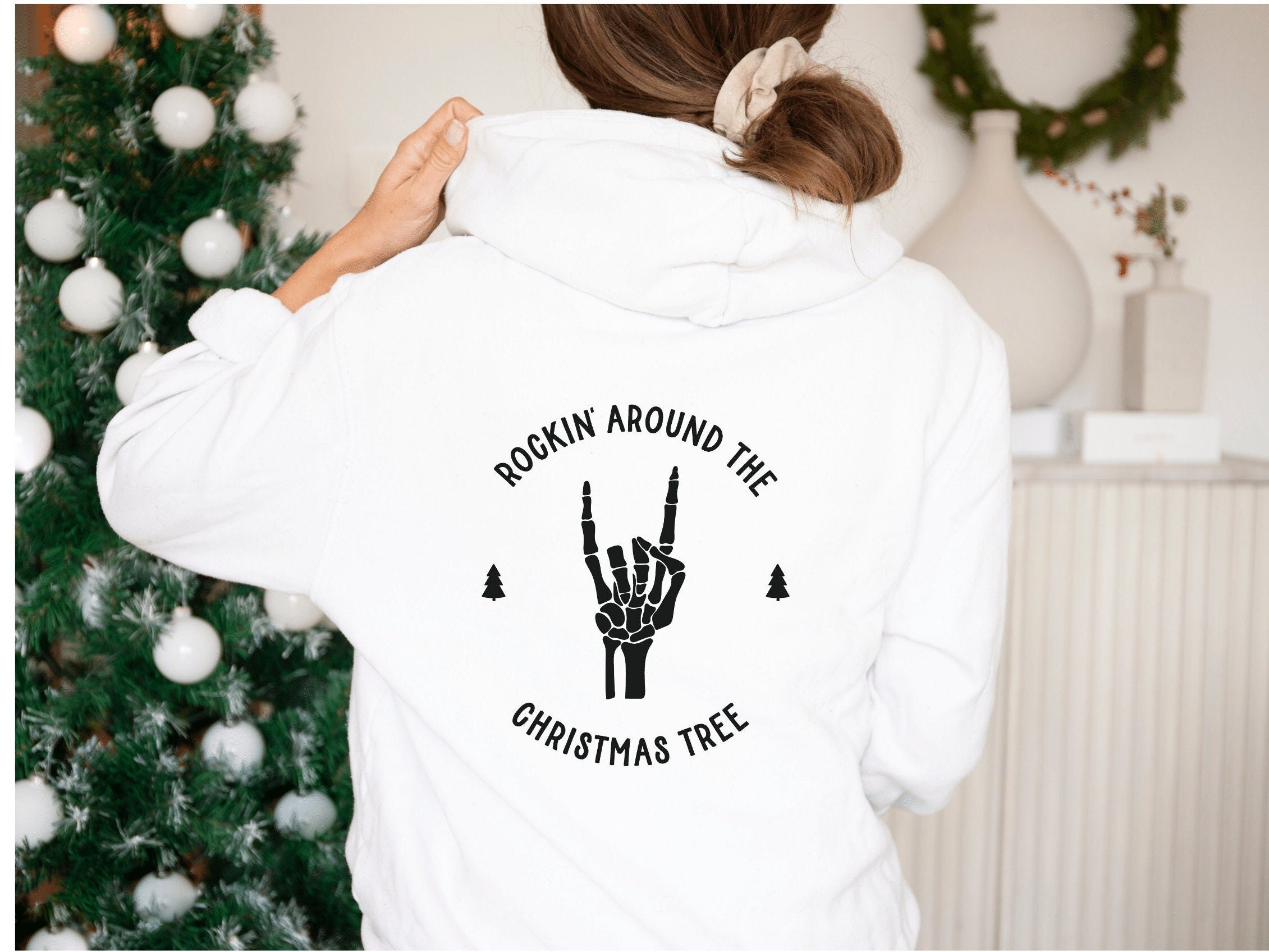 Skeleton Christmas Sweatshirt Rockin 