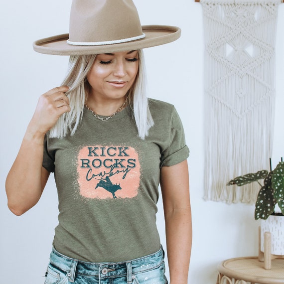 Kick Rocks Cowboy T-shirt Western Boho Shirt Retro Western - Etsy