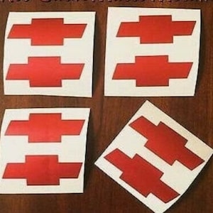 Set Of 4 Red Chevrolet Bowtie Wheel Center Emblems - 2" Round Raised Vinyl Decals