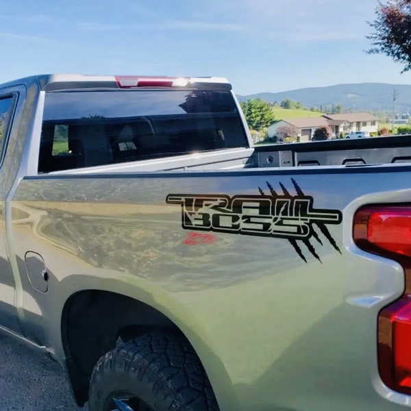 Custom Chevrolet Trail Boss Bedside Decals 2PC Set New Fits Silverado 4x4 Trucks