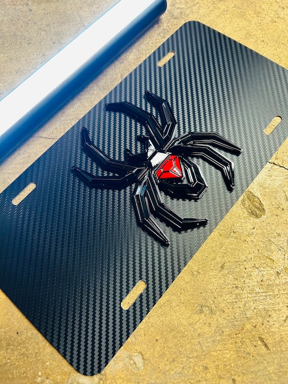 Custom Handcrafted 3D Black Widow License Plate Carbon Fiber