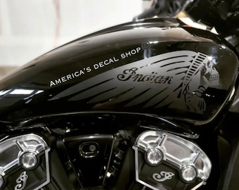 Custom Indian Skull Motorcycle Gas Tank Decals 2PC Set New Universal