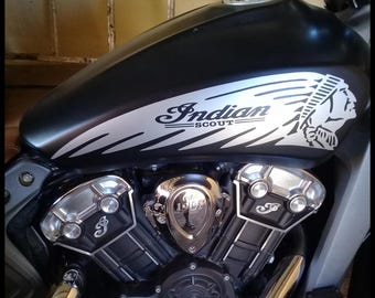 Anpassade Indian Chief Scout Skull Motorcykel Bensintank Dekaler 2PC Set Nya Handgjorda