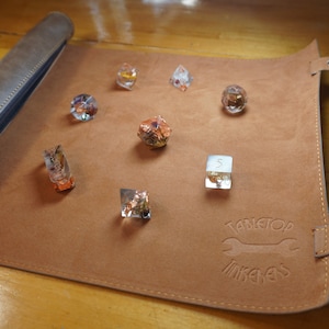 Leather Dice Mat Holder Tray Foldable Case for D&D Dice Set | Debossed Logo