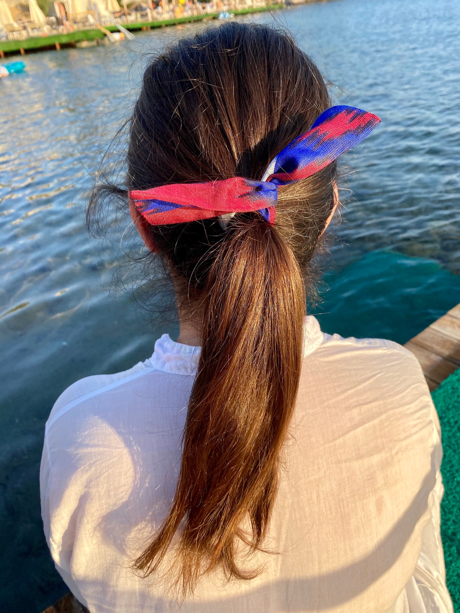 100 Silk Ikat Hair Tie / Colorido Print / Boho Design / Etsy