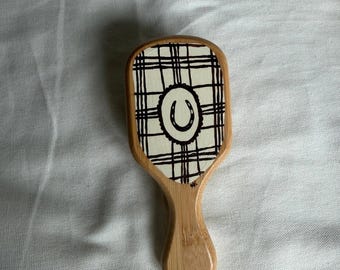 Mini Lucky Horseshoe Small Cowgirl Hairbrush | Hand Painted Bamboo Hairbrush