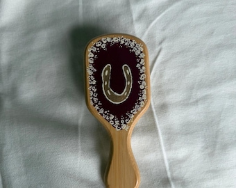 Golden Girl Mini Cowgirl Hairbrush | Hand Painted Bamboo Hairbrush