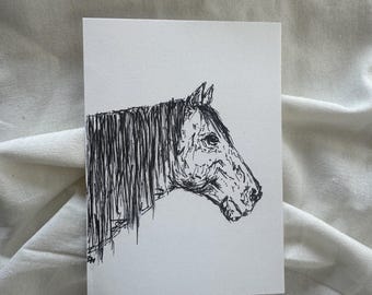 5x7 Original Pen & Ink Drawing Horse Head