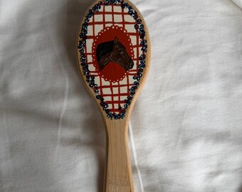 Floral Flannel Cowgirl Hairbrush | Hand Painted Bamboo Hairbrush