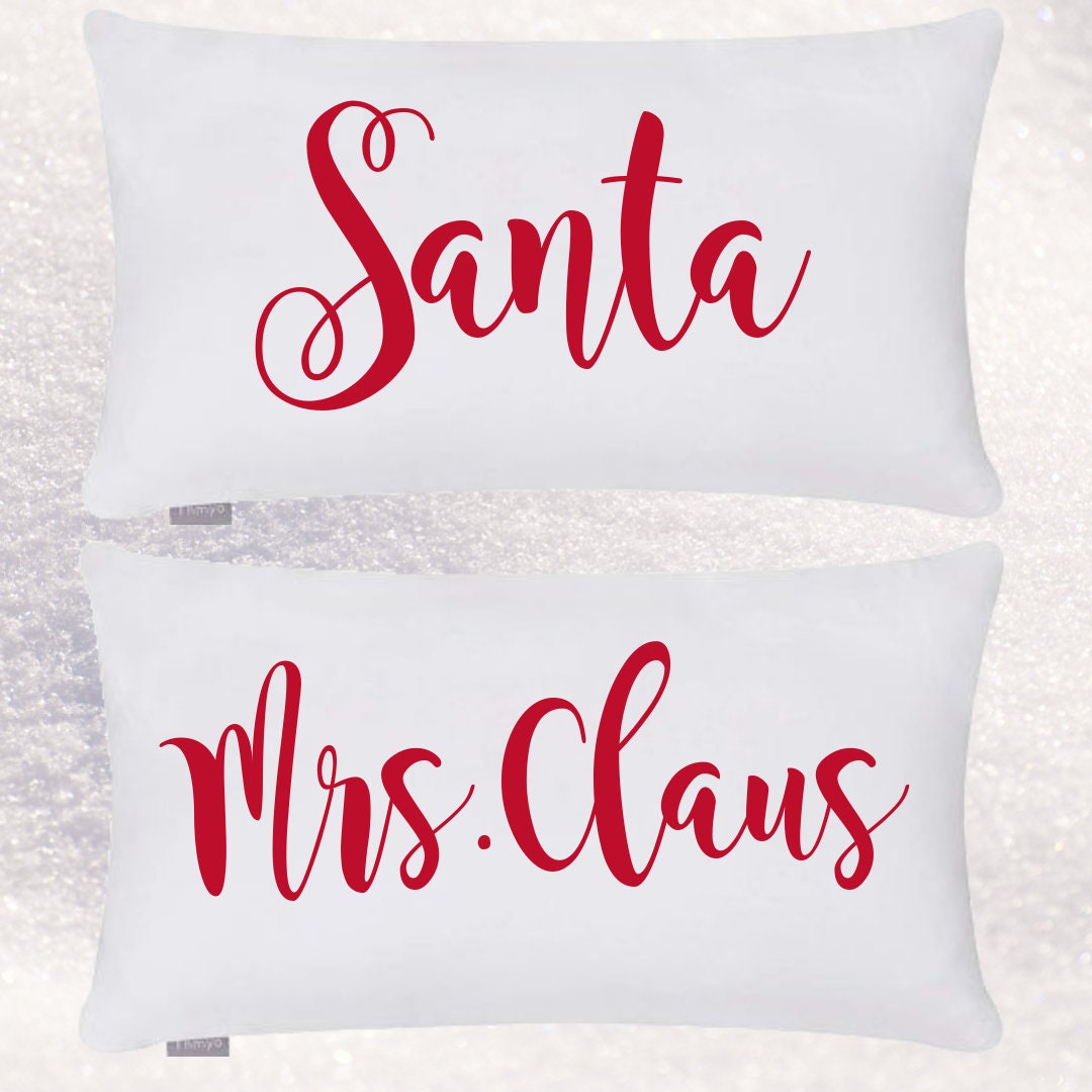 Santa and Mrs. Claus Pillow Covers Christmas Gift Idea Bed Room Decor