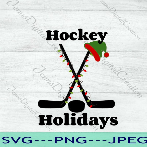 Crossed Sticks Hockey Holidays SVG! Use this digital file to show you're first thought during the holidays is still hockey! So fun!!