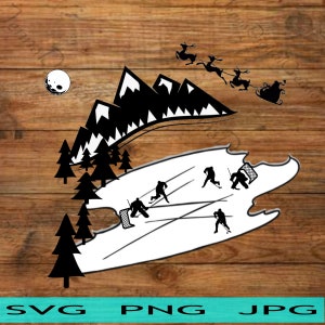 Frozen pond and a hockey game SVG! Use this digital file to show you're first thought during the holidays is still hockey! So fun!!