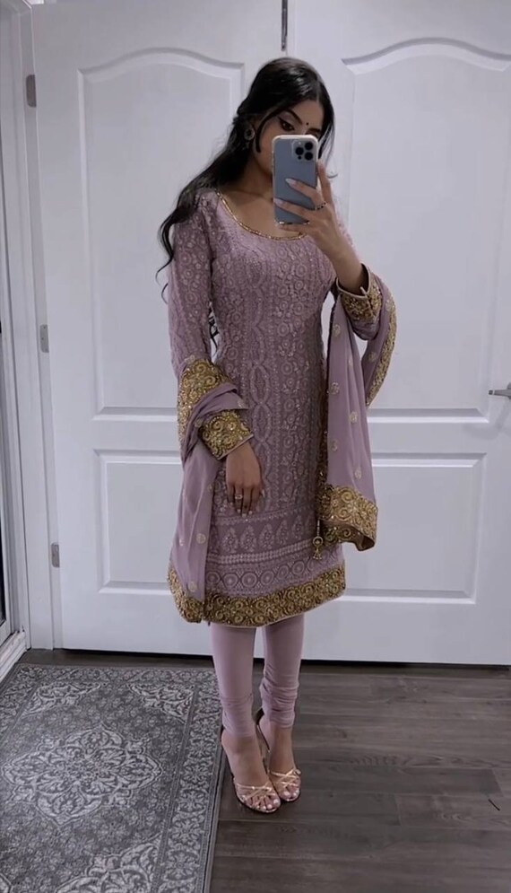 Indian Designer Kurta Pant Set With Dupatta Beautiful - Etsy Finland