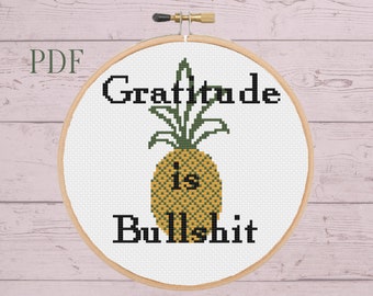 Gratitude Cross Stitch Pattern/Subversive Counted Cross Stitch/ BFN Easy Cross Stitch/ Pineapple Craft/ Infertility Gift/ IVF Hobby/IVF Baby