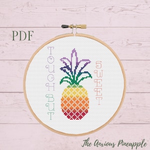 Tough but Sweet Rainbow Pineapple Cross Stitch pattern PDF/Infertility Counted Cross Stitch/Pride Cross stitch/ Survivor/ Warrior