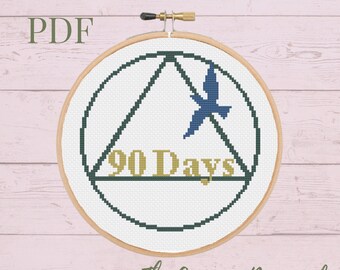 Recovery Milestone Cross Stitch Pattern: 30, 90 Days (PDF Pattern)