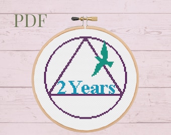 Recovery Milestone Stitch PDF Pattern/ 1 Year Sober/ 2 Years Sober/ 4 Years Sober/ Addiction recovery journey