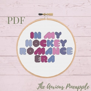In My Hockey Romance Era cross stitch pattern PDF, booktok, reader, funny, romance, sports, book lover
