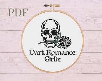 Dark Romance cross stitch pattern, booktok, reader, funny, romance, fantasy, book lover pdf