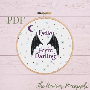 Hello Fayre Darling cross stitch pattern, ACOTAR, booktok, smutty books, reader, romance, fantasy