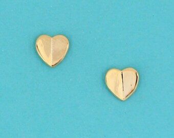 Yellow Gold Heart Stud Earrings 925 Sterling Silver Gold Heart Stud Earrings Yellow Gold Heart Earrings Gold Pair Heart Studs Earrings
