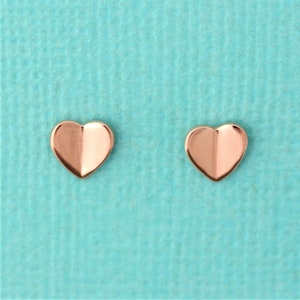 Rose Gold Heart Stud Earrings 925 Sterling Silver  Heart Stud Earrings Rose Gold Plated Small Pair of Heart Stud Earrings Earrings for Her