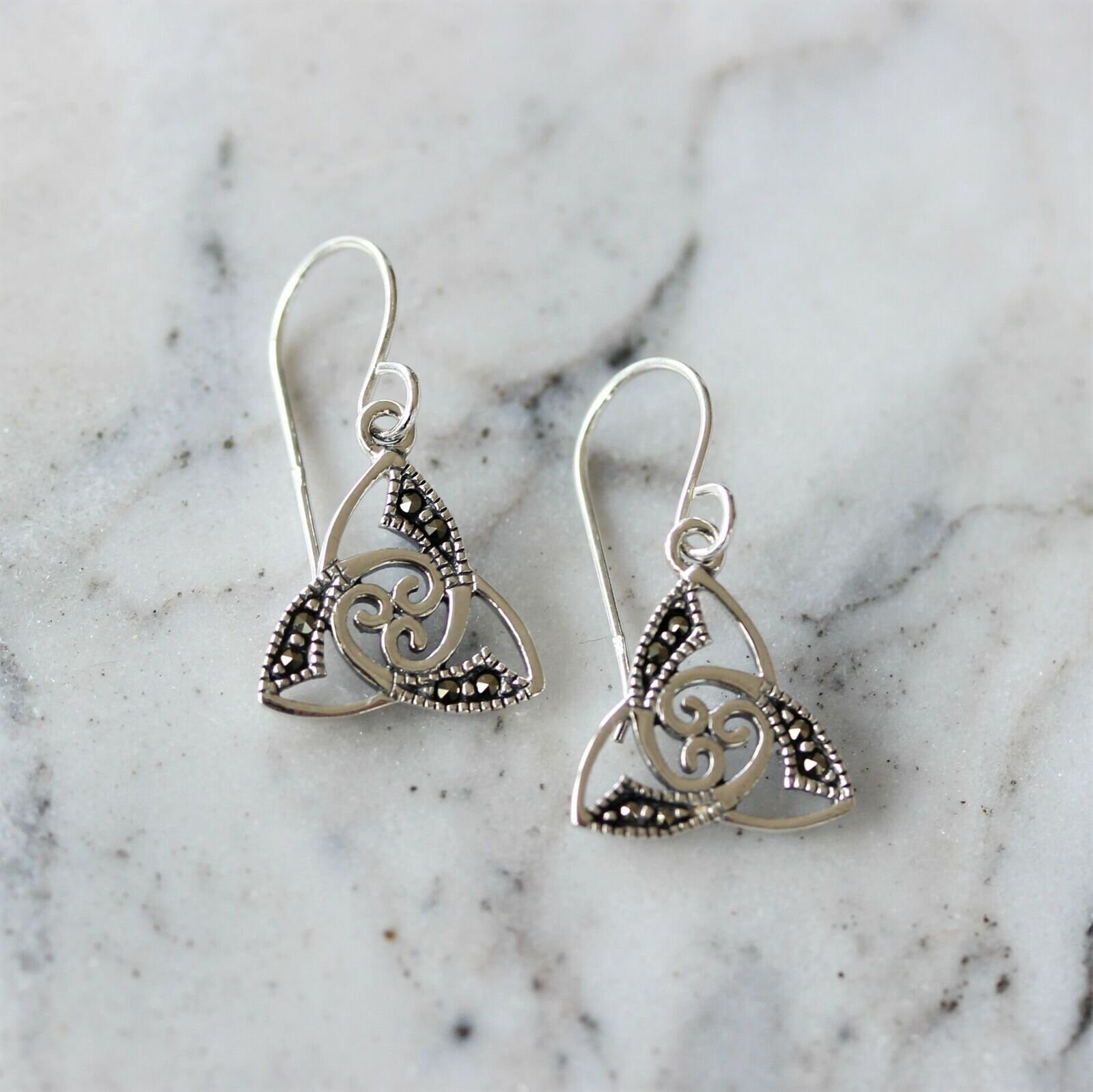 Celtic Knot Drop Earrings Genuine Sterling Silver 925 Etsy