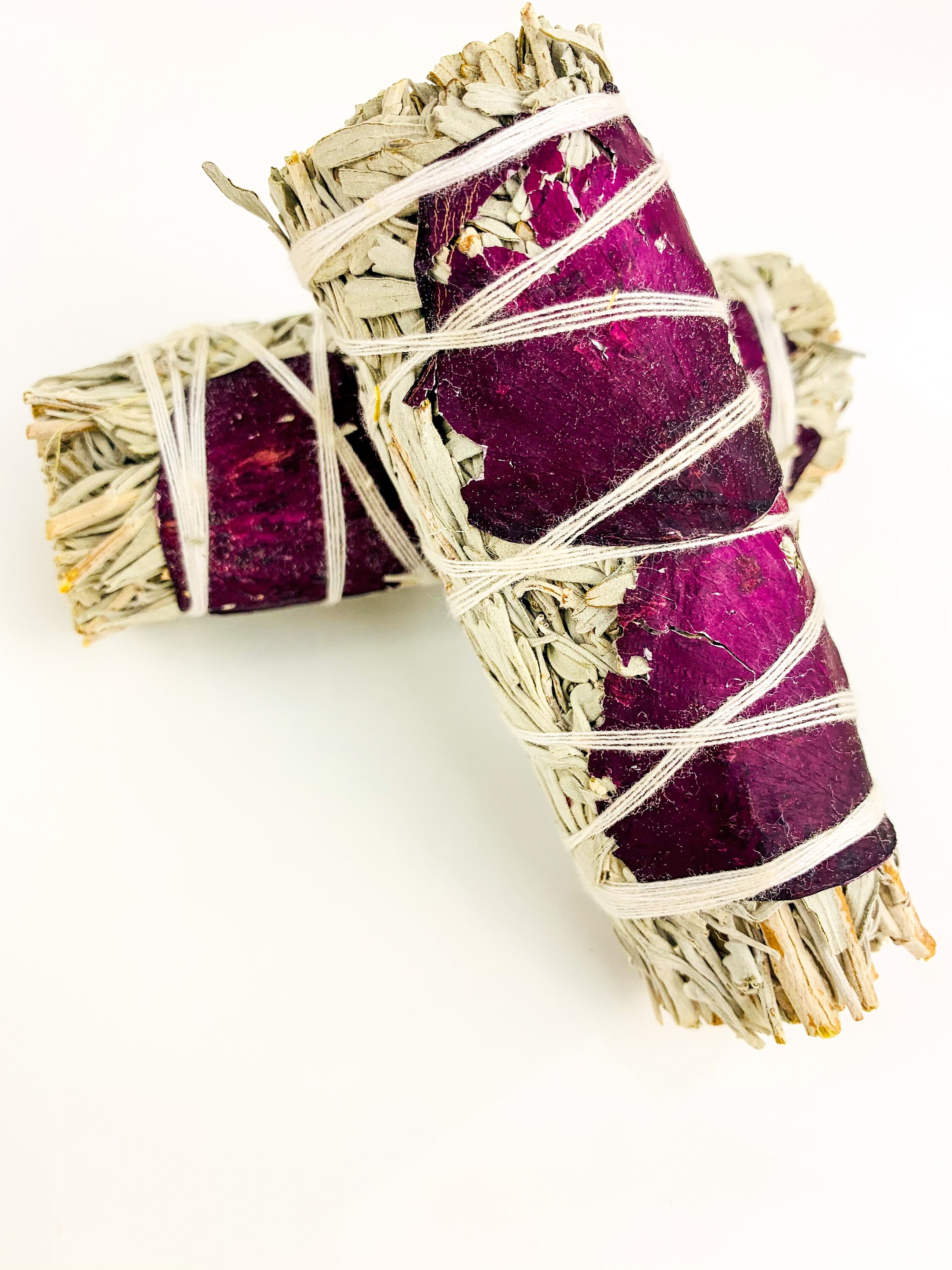 Rose Petals White Sage Smudge Sticks Housewarming Gift Etsy