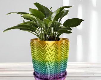 Zig Zag plant pot with water basin, drainage plant pot, indoor plant pot, garden gift, plant gift, geometric pot planter, fun funky pot