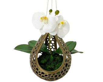 Teardrop Hanging Orchid Pot, Orchid Pot Mesh Teardrop Pot, Mesh Orchid Pot Airplant Pot, 3D Printed Lightweight Hanging Orchid Pot Planter