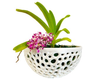 Bol décoratif en pot d'orchidées, bol en filet, pot de plante aérien, jardinière d'orchidées, pot d'orchidées en filet, cadeau pour elle, cadeau de fête des mères