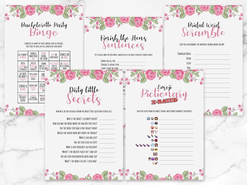 20 Floral Bridal Shower Games Bundle Download /& Print Bridal Shower Games Printable Hen Party Game Bundle Bachelorette Party Bundle