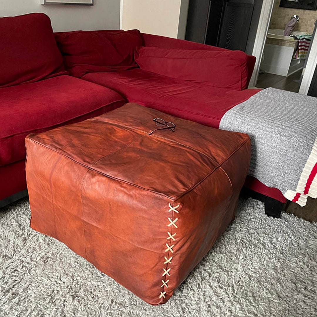 Amazing Square Pouf Ottoman Pouffe Moroccan Leather, Ottoman Square