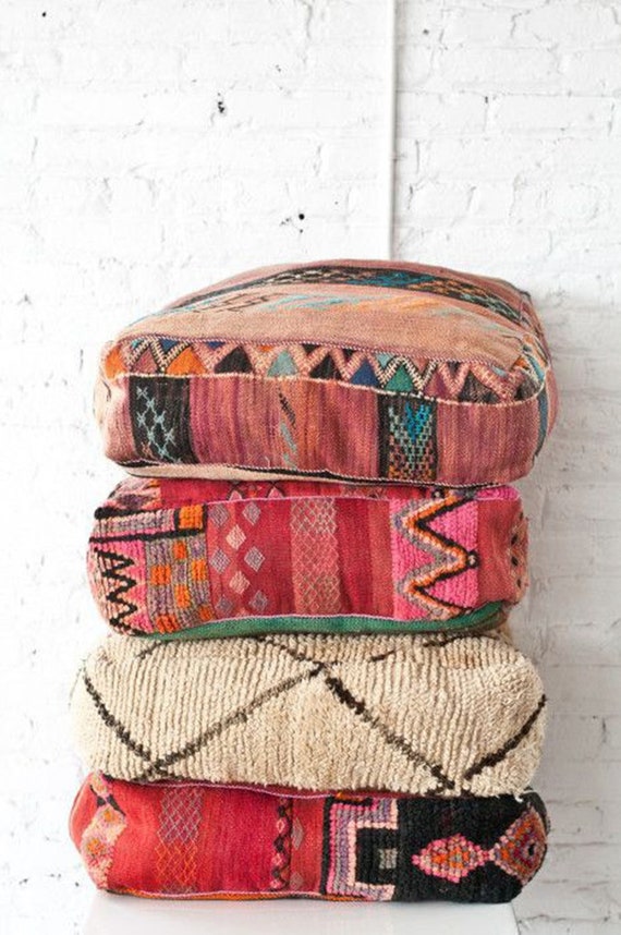 Moroccan outlet kilim pouf