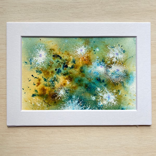 Original art. Abstract floral. Watercolor painting. Small painting