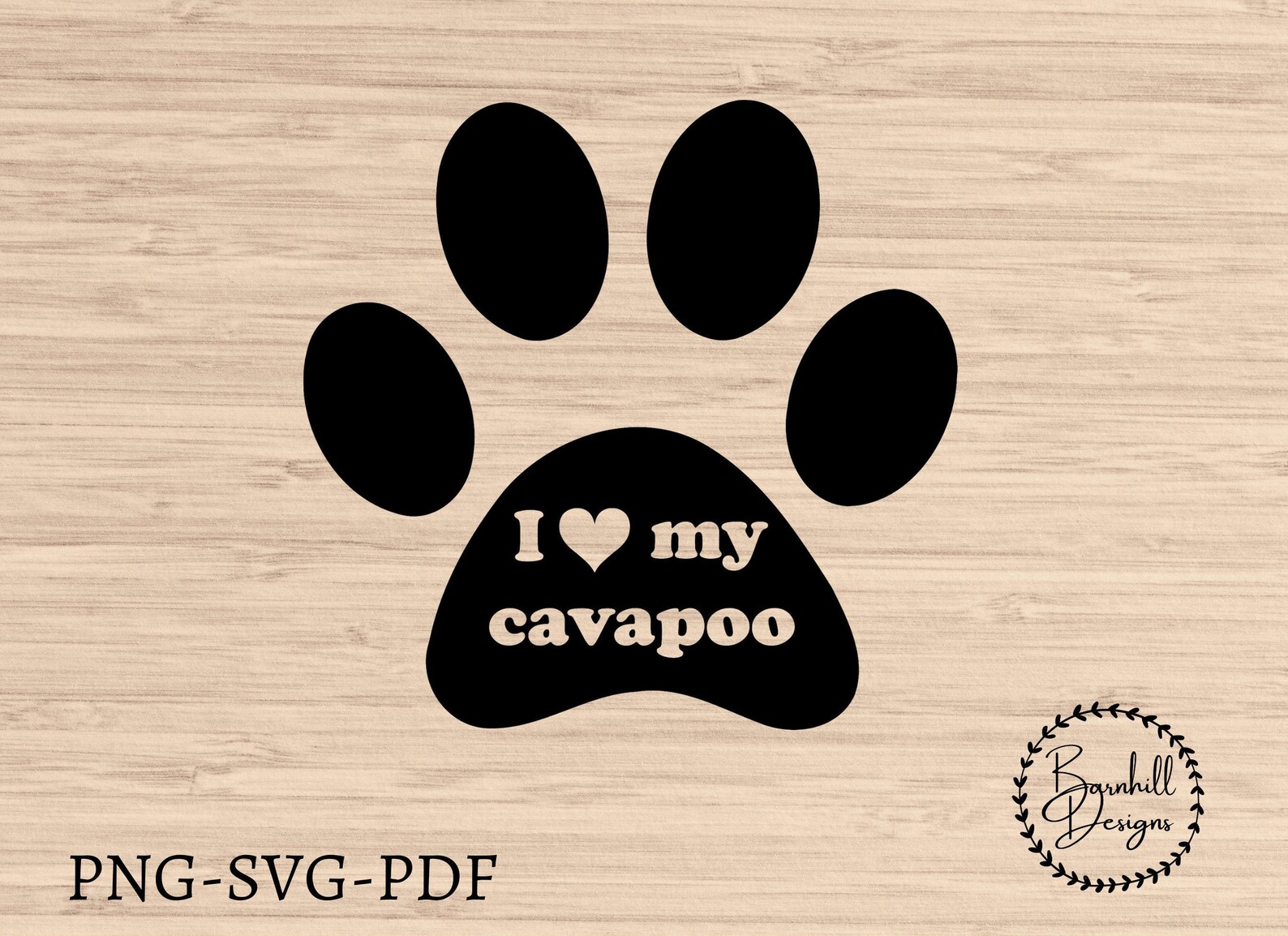 Cavapoo SVG Dog Paw Print Descarga Digital me encanta mi | Etsy