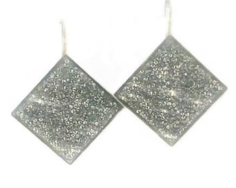 Swarovski Crystal Rock Statement Earrings. Handmade Israeli Jewelry. Fashion Earrings-Swarovski Silver Bling Earrings. Standout Earrings.