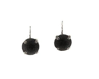 Swarovski Crystal Earrings. Handmade Israeli Jewelry. Dainty Earrings. Matte Black Crystal Earrings. Nickle Free Lever Back Earrings.