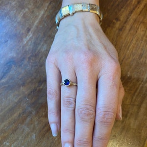 Sterling Silver Ring Sale! Handmade Israeli Jewelry. Dainty Gold Plated Ring. Blue Stone Stackable Ring. Delicate Textured Ring.Gift for Her
